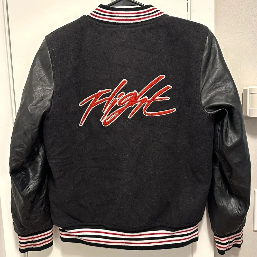 Air Jordan Black & Red Flight Varsity Jacket Coat Kids Boys 12-13Y Streetwear